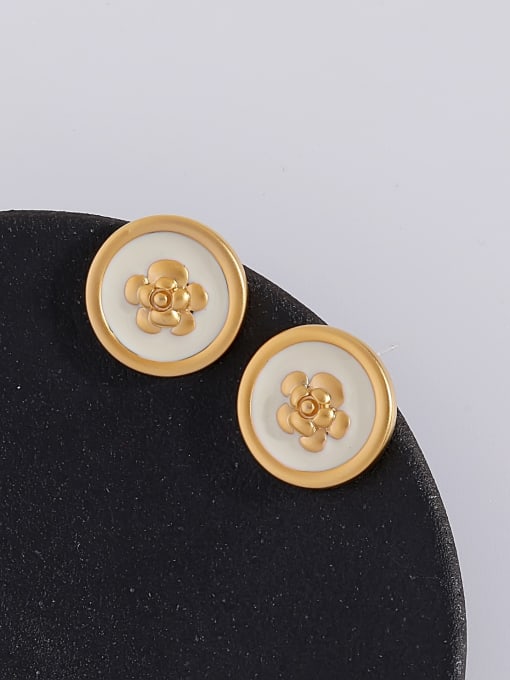 HYACINTH Brass Enamel Round Minimalist Stud Earring 2