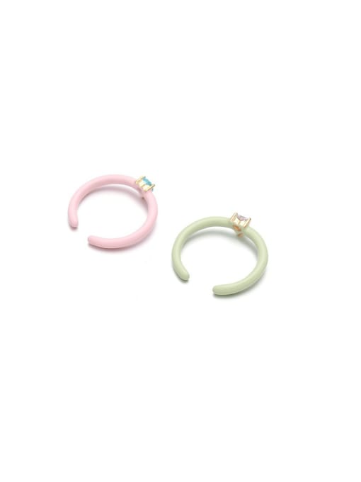 Five Color Brass Enamel Heart Minimalist Band Ring 2