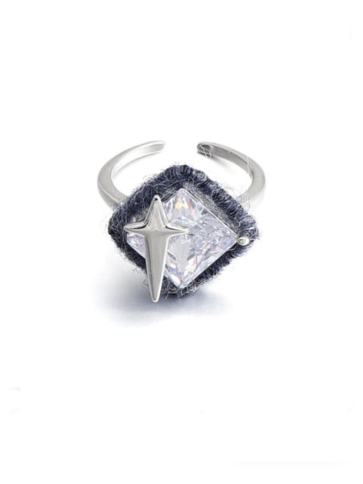 Blue purple ring Brass Cubic Zirconia Star Vintage Band Ring