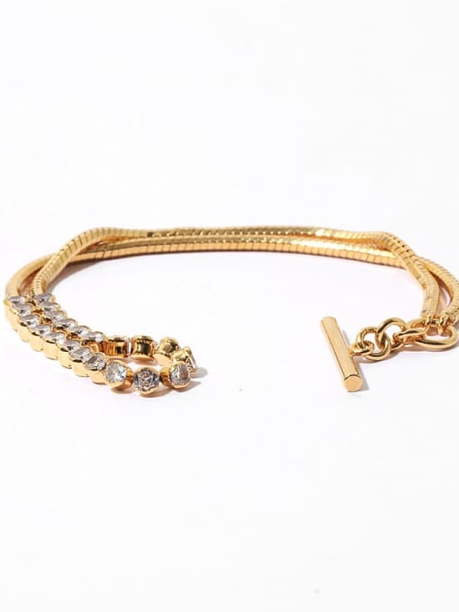 TINGS Brass Cubic Zirconia Geometric Vintage Strand Bracelet 3
