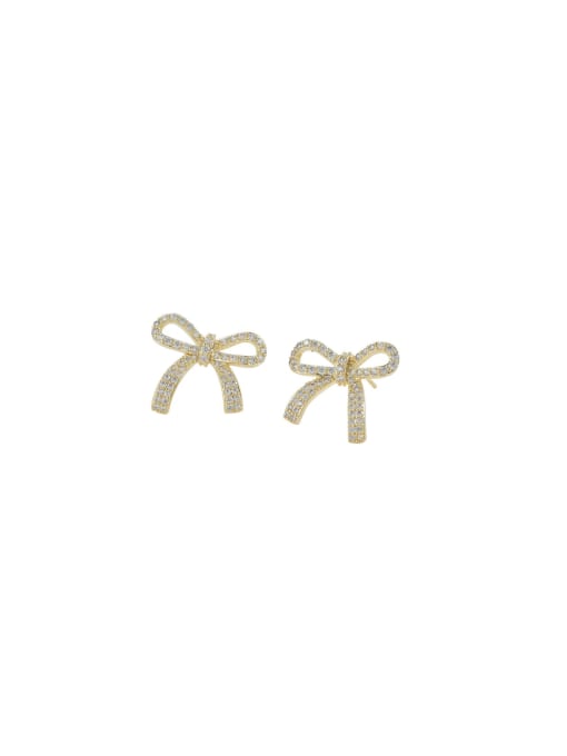 YOUH Brass Cubic Zirconia Bowknot Dainty Stud Earring 0