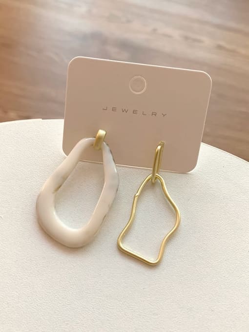 S925 silver needle plated with real gold Alloy Resin Geometric asymmetric rule Vintage Drop Earring