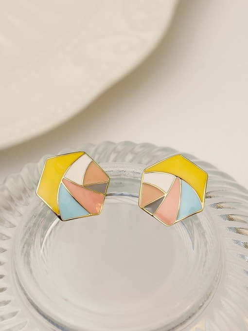 HYACINTH Brass Enamel Geometric Minimalist Stud Trend Korean Fashion Earring 2