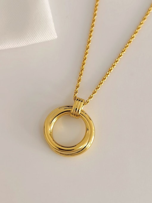 16k gold Brass Holllow Geometric Trend Necklace