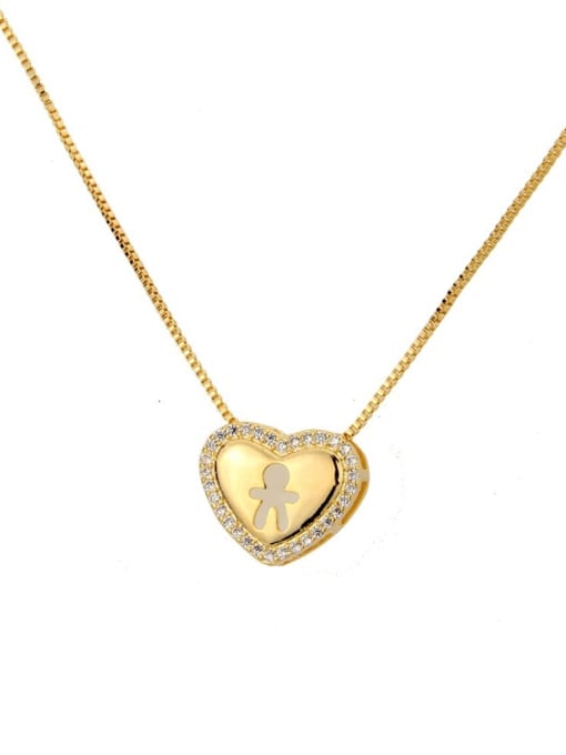 Gilded man Brass Cubic Zirconia Heart Dainty Necklace