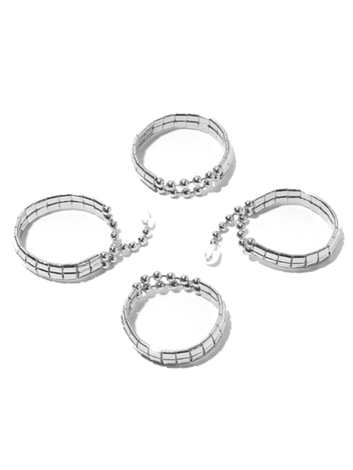 TINGS Titanium Steel Bead Geometric Hip Hop Band Ring