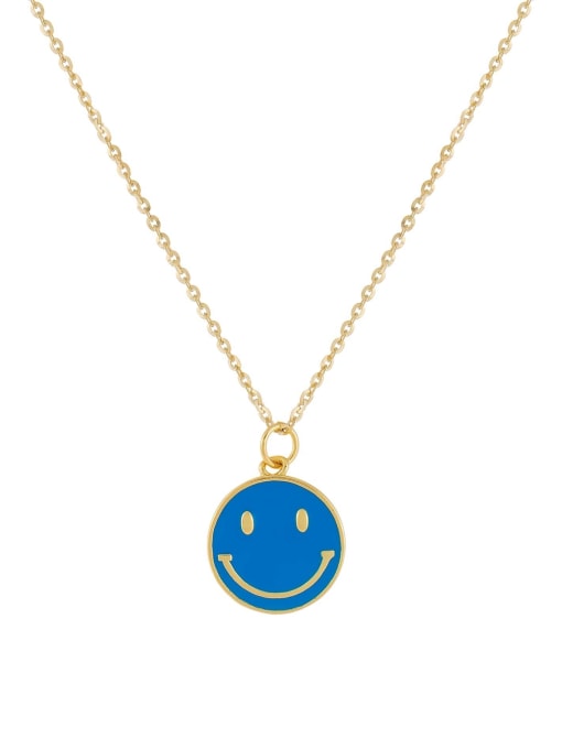 Zhonglan Brass Multi Color Enamel Smiley Minimalist Necklace