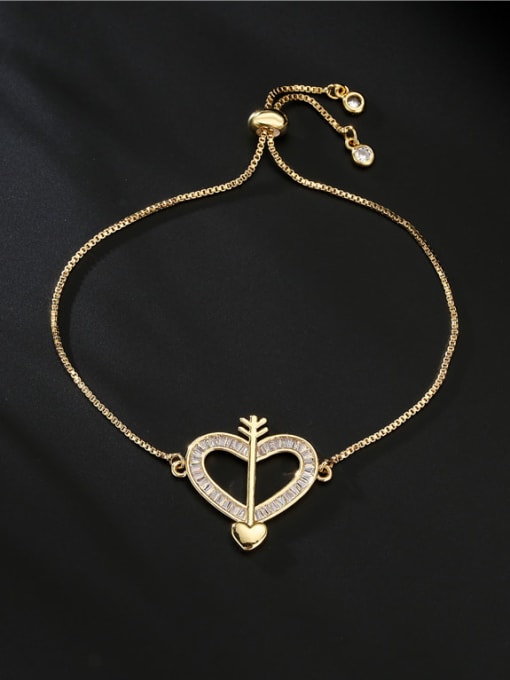 AOG Brass Cubic Zirconia Heart Vintage Adjustable Bracelet 1