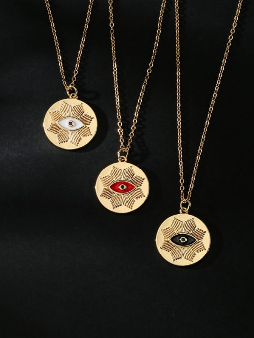 AOG Brass Enamel Evil Eye Vintage Round Pendant Necklace 3