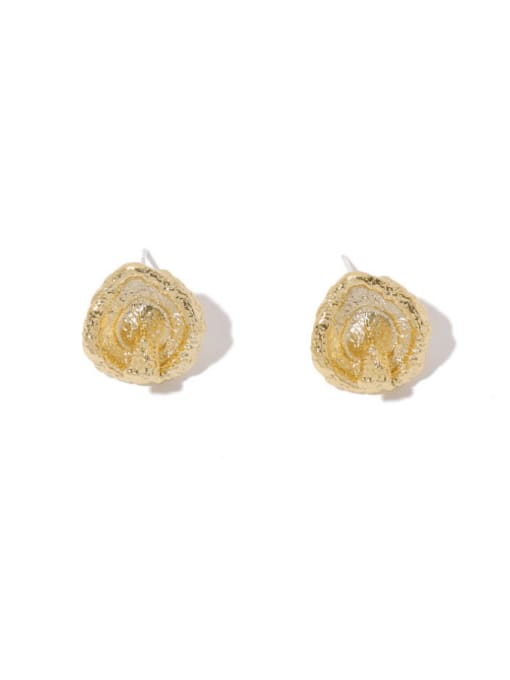 Golden earrings Brass Heart  Geometry Vintage Stud Earring