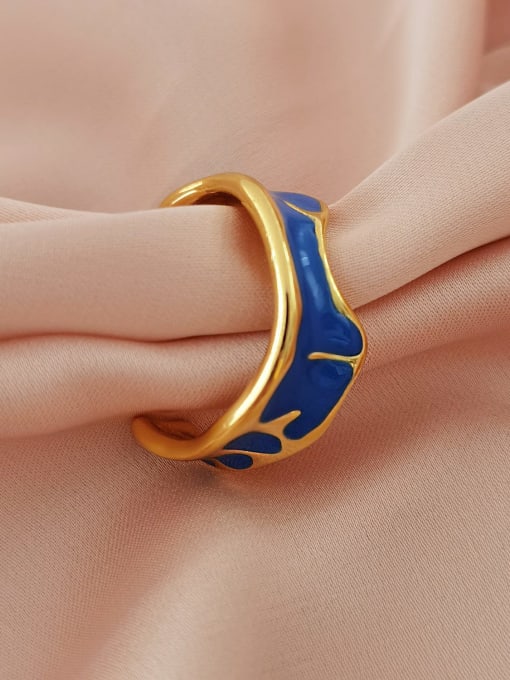 16k gold Brass Enamel Geometric Minimalist Band Ring