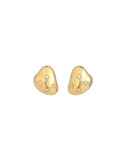 golden Brass Shell Geometric Minimalist Stud Earring