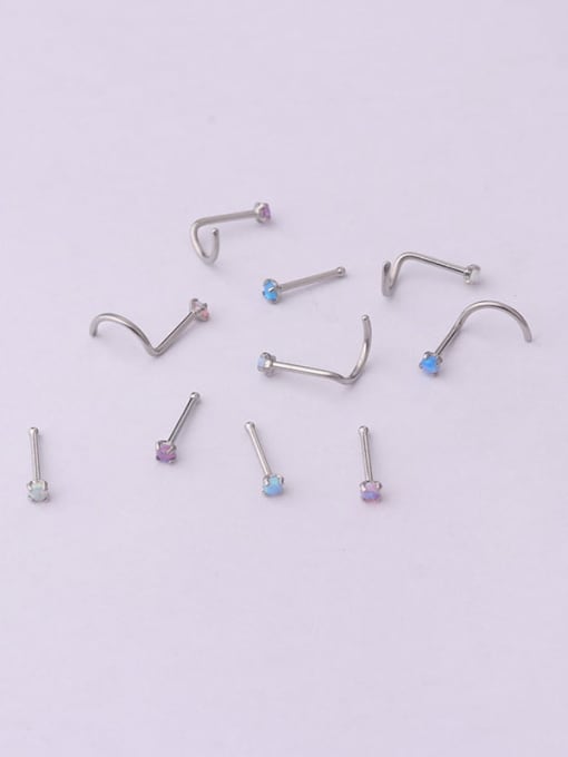 HISON Stainless steel Opal Geometric Cute Nose Studs(Single Only One) 3