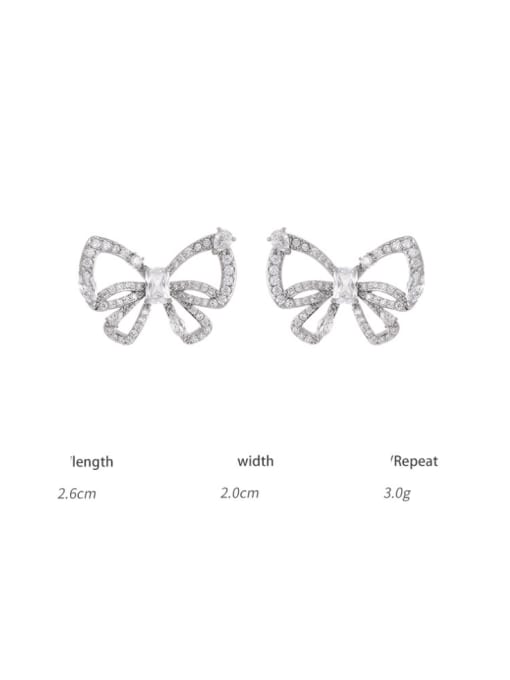 TINGS Brass Cubic Zirconia Bowknot Dainty Stud Earring 3