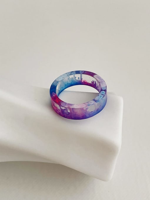 I 230 blue halo ring Tin Alloy Acrylic Multi Color Geometric Minimalist Band Ring