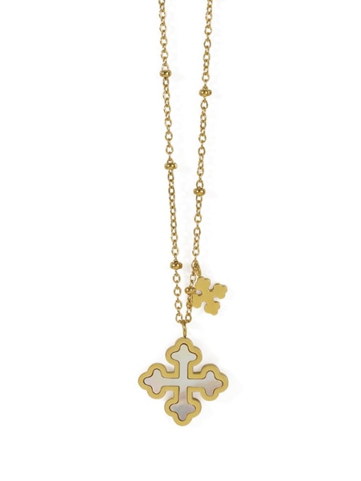 ACCA Brass Shell Cross Vintage pendant Necklace