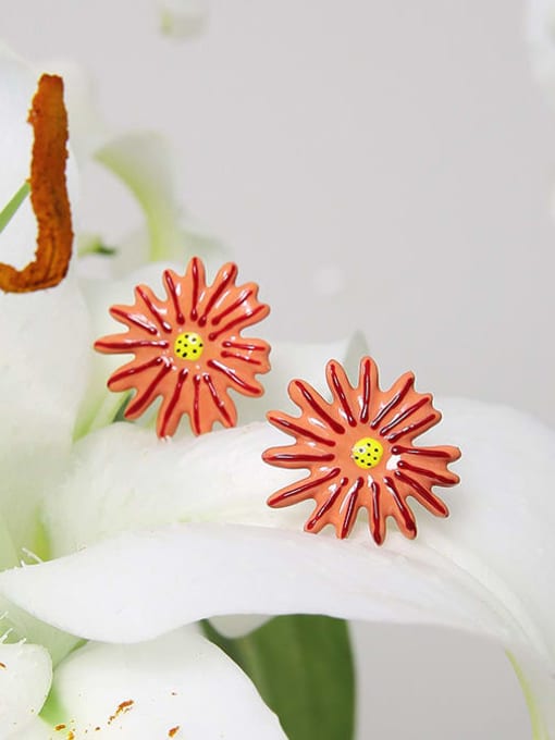 TINGS Brass Enamel Flower Minimalist Stud Earring 2