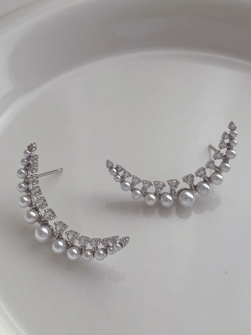 pearl earrings Brass Imitation Pearl Geometric Vintage Stud Earring