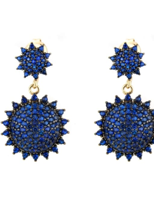 Gold Plated blue Brass Cubic Zirconia Irregular Luxury Drop Earring