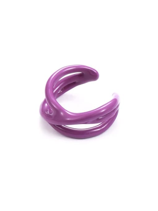 Purple line Zinc Alloy Enamel Geometric Minimalist Band Ring