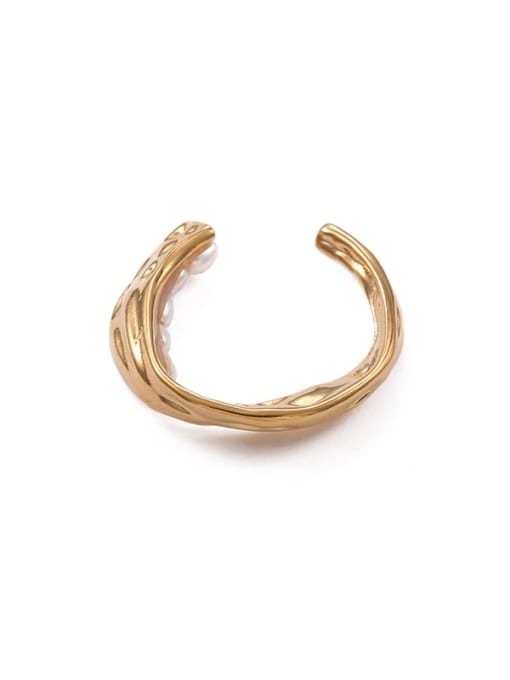 Five pearl rings (adjustable) Brass Imitation Pearl Irregular Vintage Stackable Ring