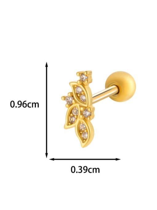 7 #  Gold--Single Brass Cubic Zirconia Heart Bow-Knot Cute Single Earring