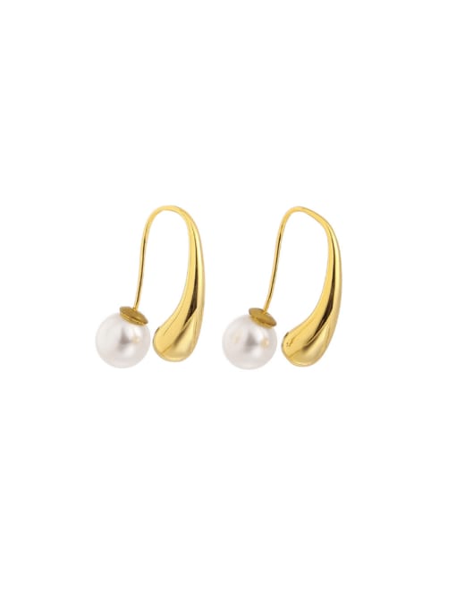 Five Color Brass Imitation Pearl Geometric Vintage Hook Earring 0