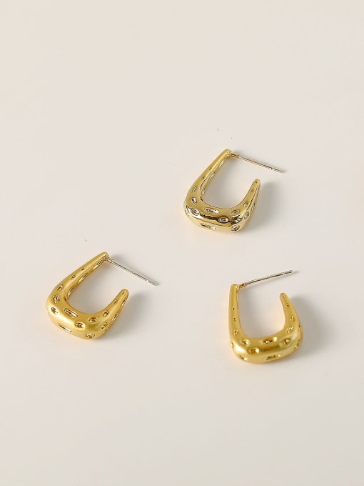 HYACINTH Brass Rhinestone Geometric Vintage Stud Trend Korean Fashion Earring 2