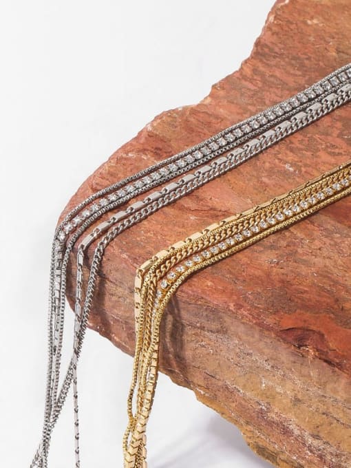 TINGS Brass Geometric Vintage Multi Strand Necklace 2