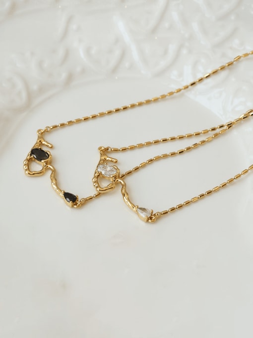 Five Color Brass Cubic Zirconia Irregular Vintage Necklace 0