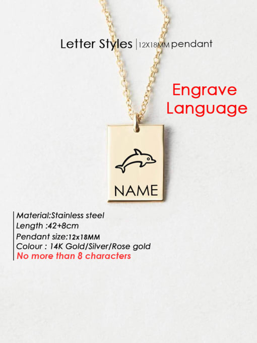 Gold DW 88 Stainless steel  Laser Letter Animal Minimalist Geometry Pendant Necklace