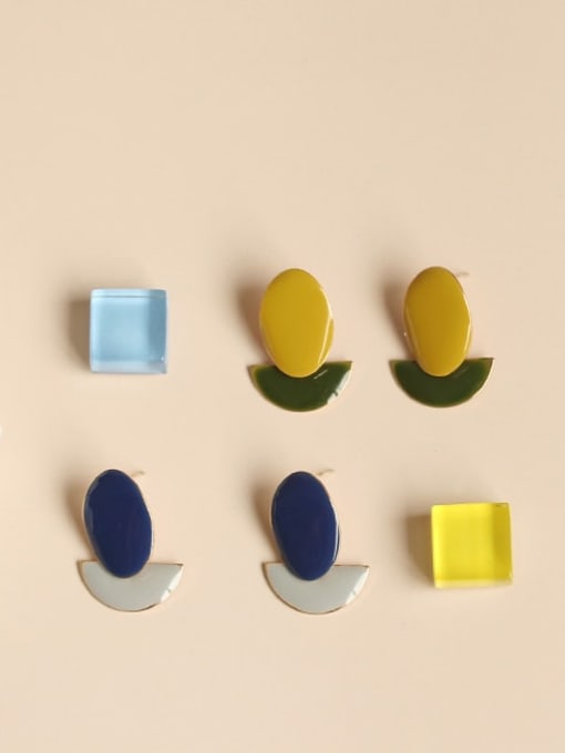 Five Color Alloy Enamel Round Minimalist Stud Earring 0