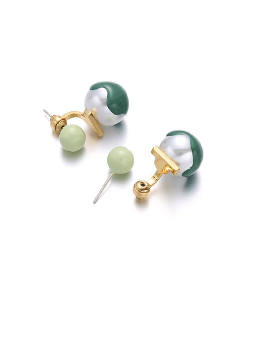 Five Color Brass Enamel Round Ball Minimalist Drop Earring 2