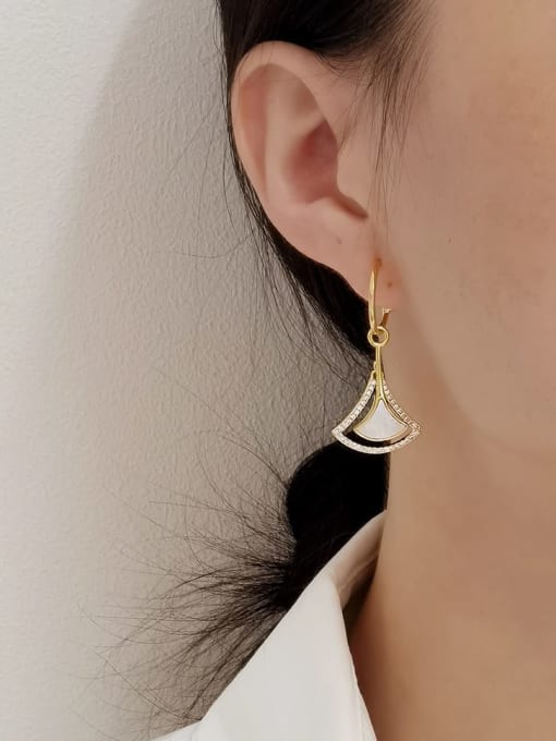 HYACINTH Brass Shell Geometric Minimalist Hook Earring 1