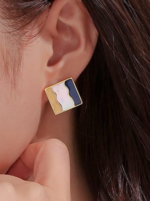 ACCA Brass Enamel Square Minimalist Stud Earring 1