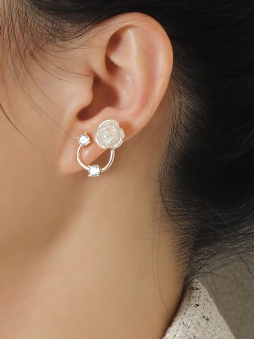 HYACINTH Brass Acrylic Flower Cute Stud Earring 1