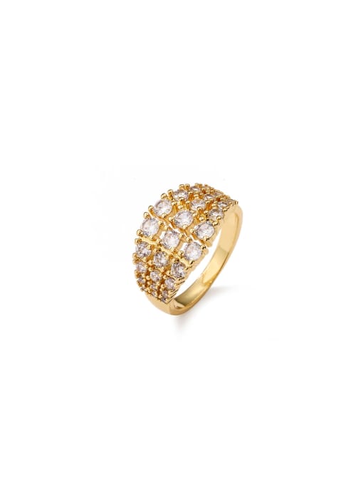 AOG Brass Cubic Zirconia Geometric Trend Band Ring 0