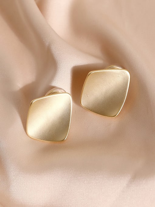 HYACINTH Brass Smooth Square Minimalist Clip Earring 2