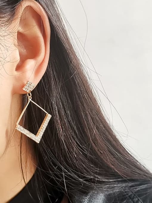 HYACINTH Copper Cubic Zirconia Geometric Minimalist Drop Trend Korean Fashion Earring 1