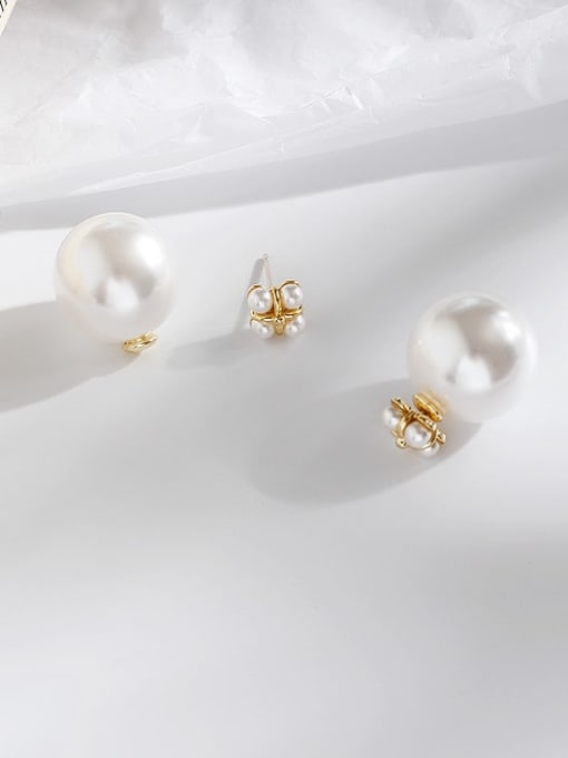 HYACINTH Copper Imitation Pearl Round Ball Minimalist Stud Trend Korean Fashion Earring 1