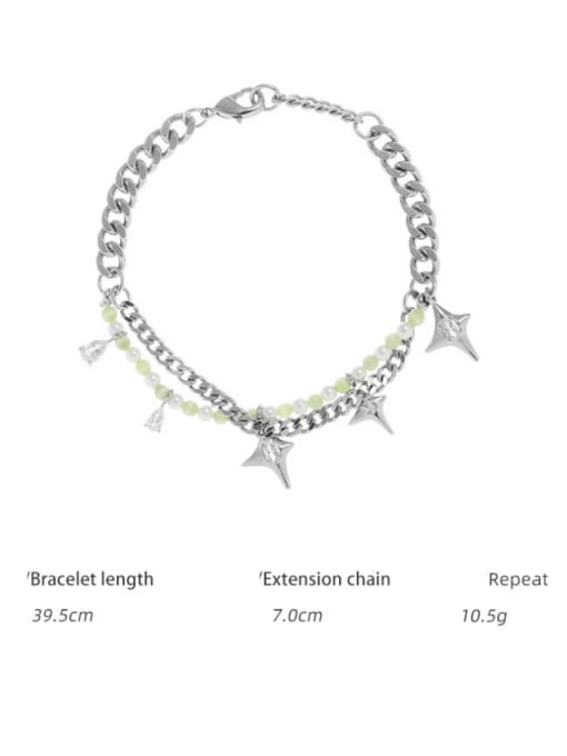 Platinum Bracelet Brass Cubic Zirconia Hip Hop Star  Bracelet and Necklace Set