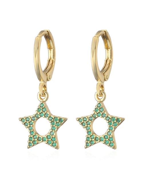 40794 Brass Cubic Zirconia Five-pointed star Vintage Huggie Earring