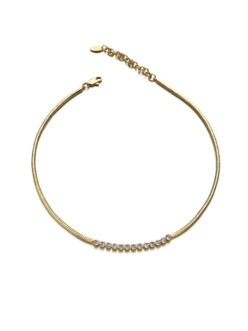 ACCA Brass Cubic Zirconia Snake Bone Chain Vintage Necklace