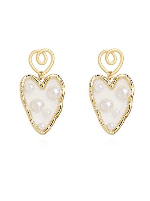 HYACINTH Copper Imitation Pearl Heart Dainty Drop Trend Korean Fashion Earring 0
