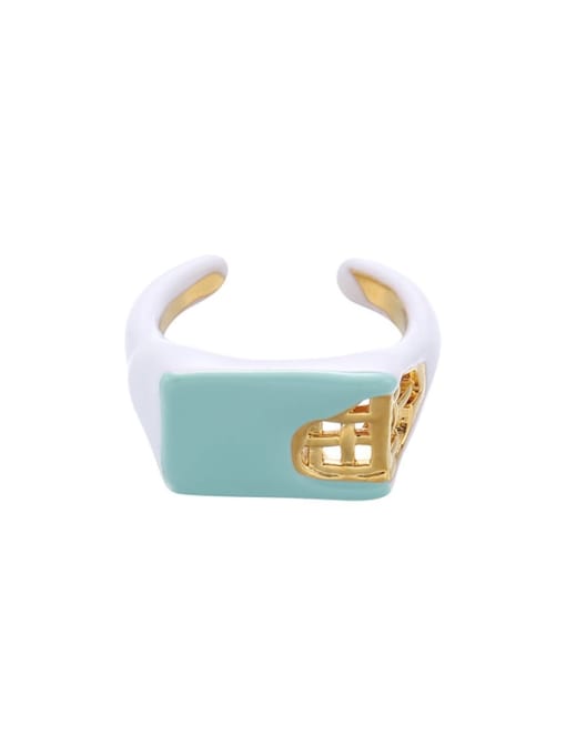 Five Color Brass Enamel Geometric Cute Band Ring 0