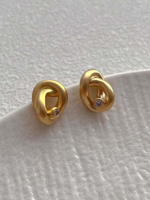 G169 Gold Twists Earrings Brass wists  Knot Minimalist Stud Earring