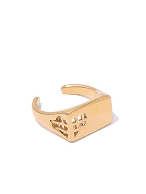 Paragraph 5 (US 7) Brass Hollow Geometric Vintage Band Ring