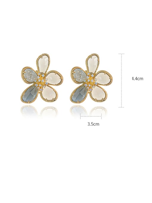 Papara Alloy   Glass stone Flower Minimalist Stud Earring 2