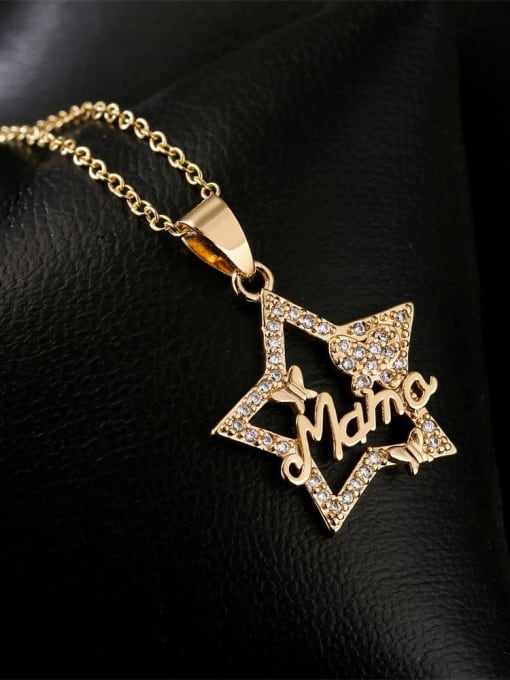 AOG Brass Cubic Zirconia Star Moon  Vintage Letter  Necklace 1