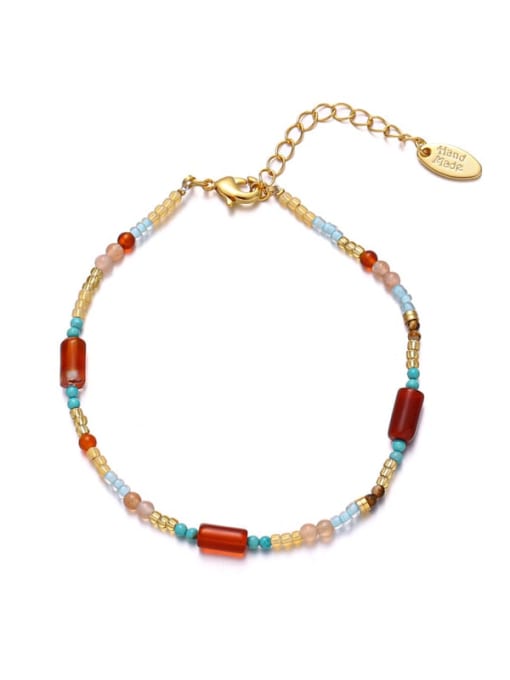 Bracelet Brass Natural Stone Ethnic Irregular Bracelet and Necklace Set